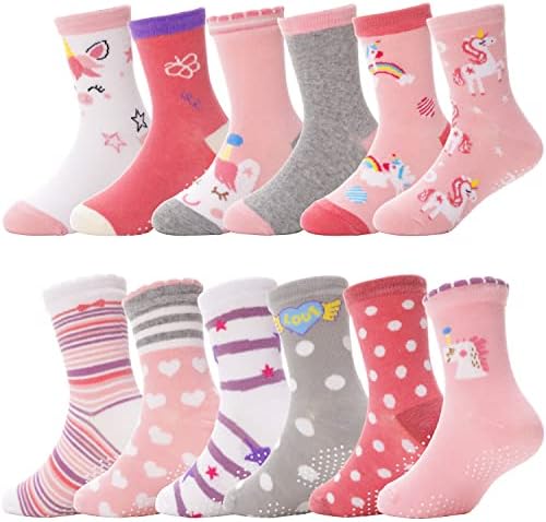 Чорапи с Дръжки за малките Момичета, Детски Нескользящие/Мини Памучни Подарък Чорапи на Райета с Единорогом За Екипажа