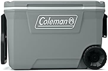 Ларь за лед Coleman | Хладилници количка Колман серия 316, 62qt Rock Grey и Туристически стол с охладител за 4 кутии | Фотьойл