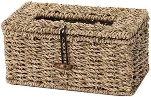 Държач за кърпички Тканая Кутия за Салфетки в Селски стил от кафява морска трева, Правоъгълна Кутия За съхранение на Всички всячины