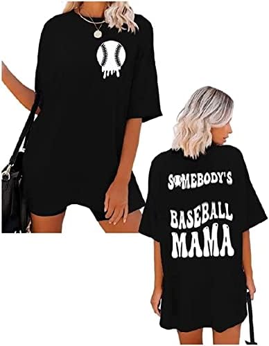 MRGIINRI Бейзбол Мама Ризи за Жени 2023 Бейзбол Графична Тениска Лятна Ежедневно С Къс Ръкав Са за по Тениски за Мама Върховете