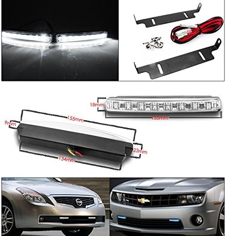 ZMAUTOPARTS За 2014-2015 Chevy Silverado 1500 DRL led Светлини с прожектор Черен/Опушен цвят с 6 Бели led светлини DRL