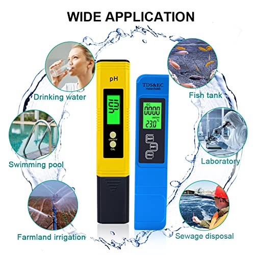 Комбиниран Цифров Измерител на pH и TDS Yewhick, машина за висока точност Тестер за качеството на Водата, Измерване на pH 3-в-1 TDS ЕО, Измерване на Температура за Питейна Вода