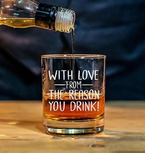 КАРВЕЛИТА С любов От The Reason - Чаша за уиски с надпис на 11 грама - Подаръци за рожден ден, за татко - Подаръци за Деня На бащата - Забавни