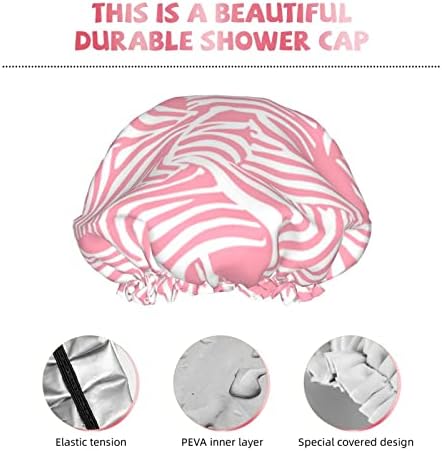 Розова Безпроблемна текстура с шарките на Зебра, Водоустойчив Шапка за душ с Еластична подолом, Обръщане на дизайн за душ,