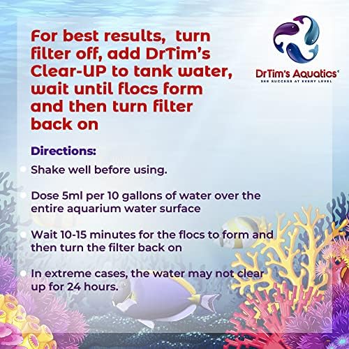 Натурален изсветлител вода DRTIM's Aquatics Reef, Nano, Sea Horse Aquaria Clear-UP – За аквариуми с рибки, лечение на болести – Екологично