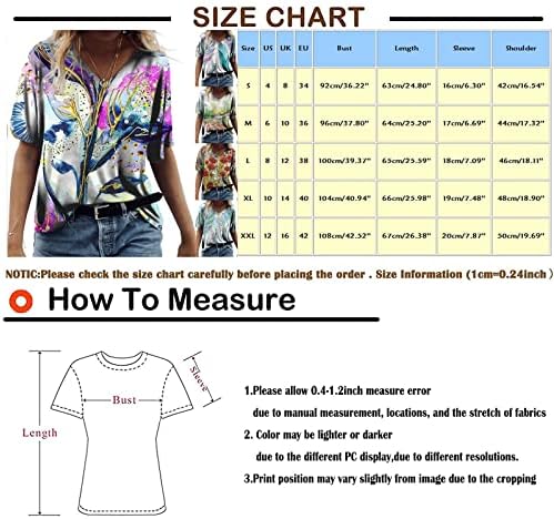 NOKMOPO / Дамски Ризи Размер на Плюс с Къс Ръкав, Модни и Ежедневни Свободна Тениска с Цифрово принтом в формата на Цветя и Птици