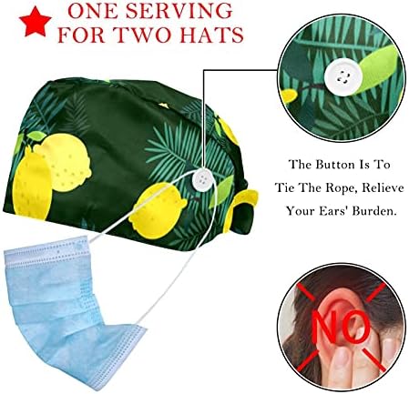 2 Опаковки кепок за работа с плодове с Лимонов шарките и тренировъчната лента за Жени и мъже, Шапчица-Тюрбан с начесом