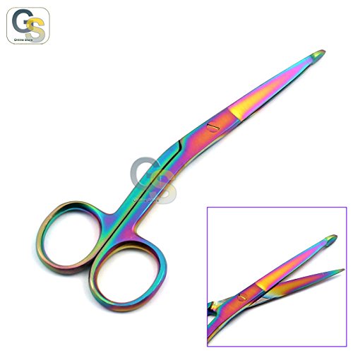 Комплект от 10 различни Цветни бандажных ножица Rainbow Ноулс от титанов са станали 5 1/2 прави и Ъглови от Неръждаема Стомана,