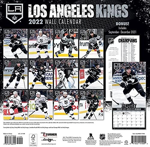 Стенен календар екип TURNER SPORTS Los Angeles Kings 2022 12X12 (22998011943)