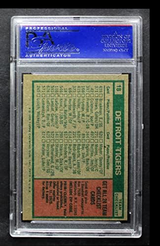 1975 списък на екипа Topps 18 Тайгърс Ралф Кука на Детройт Тайгърс (Бейзболна картичка) PSA PSA 7.00 Тигри