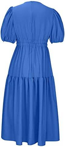 Пролетно-Лятна рокля за жените 2023, Ежедневното Бандажное Рокля с V-образно деколте и Къс ръкав с Флорални Принтом #1