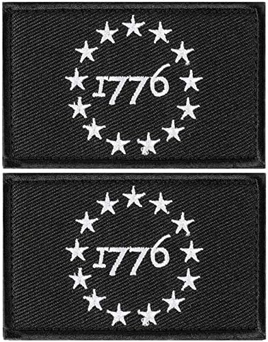 Нашивка за Тактически боен дух Patriot 1776, Бродирана Апликация Milltary, Закопчалката на една Кука и контур, Емблема (2