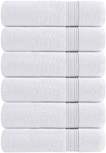 Комплект кърпи Utopia Премиум клас- 1 Памучен гъба бял цвят (12x12 инча), опаковка от 24 броя с 1 Бяла кърпа за ръце 600 ГОРИВО (16x28 инча),