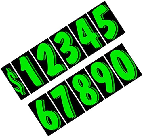 VERSA ТАГОВЕ 7 1/2 Инчов черно-Зелени Винилови Стикери с номера, на 11 Дюжин Комплекти, Цената на Предното стъкло на превозното