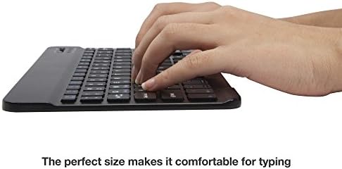 Клавиатура BoxWave е Съвместима с Yezz Max 2 (клавиатура от BoxWave) - Bluetooth клавиатура SlimKeys, Преносима клавиатура с вградени команди за Yezz Max 2 - Jet Black