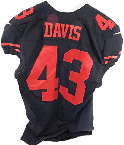 2015 San Francisco 49ers Крис Дейвис #43 Използвал в играта на Черна Фланелка Color Rush 40 73 - Използваните тениски За игри NFL без подпис