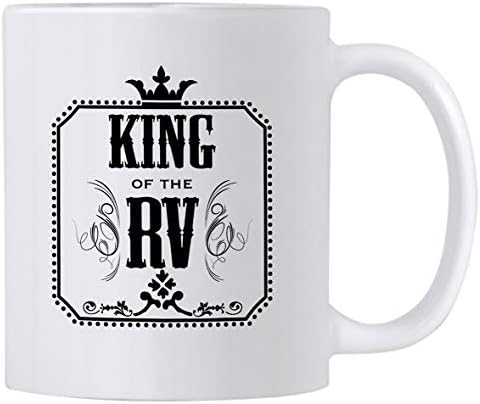 Керамична чаша Casitika King of the RV обем 11 грама. Готини уникални елементи за Турист. Идея за подарък за татко или човек. Купа на Пътната пътуване.