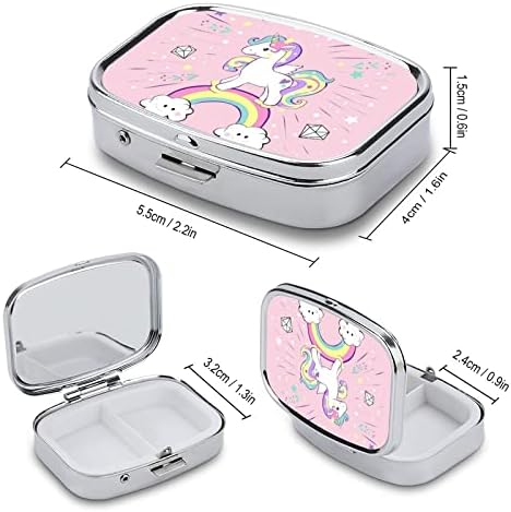 Кутия за Хапчета Rainbow Unicorn Квадратна Форма, Калъф За Медицински Таблетки, Преносима Кутия за Хапчета, Витамини Контейнер, Органайзер,