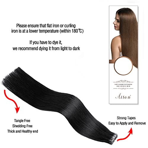 Лента за коса разширения за черни жени, Необработен бразилски Косата Реми Черен цвят върху цялата глава, 20 бр. по 40 гр (18 инча, права коса)