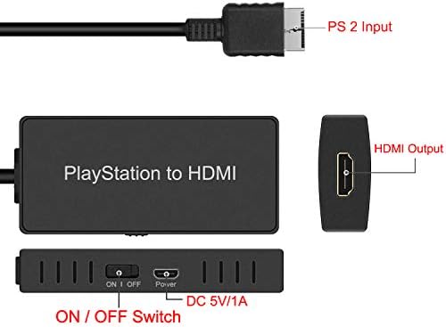 Конвертор PS2 HDMI (със сигнал ypbpr компонент HD, увеличаване качеството на видеото е на ), който е Съвместим с Sony Playstation