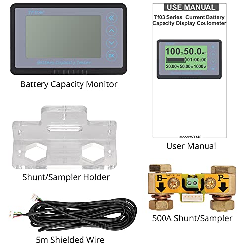 CAMWAY Акумулаторен монитор Водоустойчив 8-120 до 500 ампера, Съхранение на данни, Аларма нисък Капацитет на АВТОБУСА количката Волтметър М