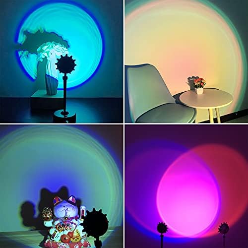 Проекционная Лампа HUIISUOC Sunset, 16-Цветна Лампа Sunset Light с Дистанционно управление с Променящ се Цвят Лампа за Романтичен Декор