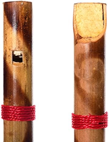 Декоративна Традиционните Дървени Бамбук Флейта Ръчно изработени Басури Индийския Музикален инструмент за подаръци и украса (Кафяв