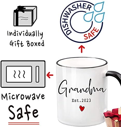 Чаши за кафе New Grandma Est 2023, Обявяване на бременността, Подарък за Нова Прабабушке, Информация за бременността, Уникални Коледни