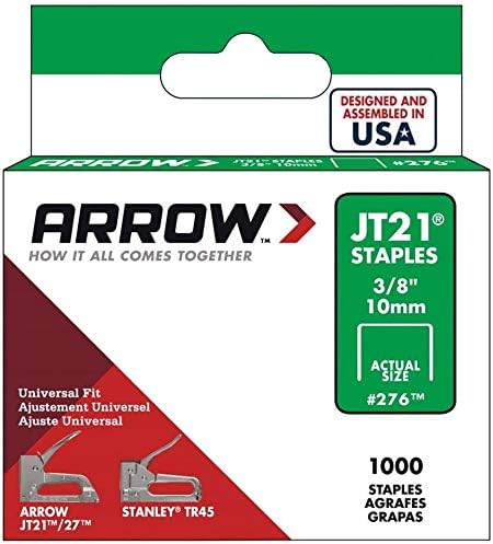 Задържане детайл Arrow 276 Оригинални скоби JT21/ T27 диаметър 3/8 инча, 1000 броя в пакет (комплект от две)