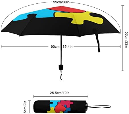 Информираността За Аутизма Сърцето Пъзел Ветрозащитный Пътен 3-Те Пъти Автоматичен Чадър Компактният Ръчен Rainbrella за Дъжд И Слънце