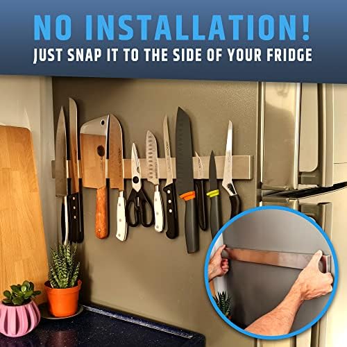 Магнитен държач за ножове от неръждаема стомана, приложим към хладилника, с подобрена защита срещу подхлъзване - 22-Инчов Професионален