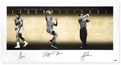 Майкъл Джордан, Мохамед Али Тайгър Уудс С Автограф от Легендата 49X25 /500 UDA - Изкуството на MLB с автограф