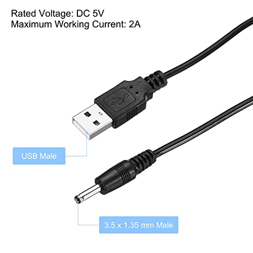 USB Кабел за зареждане MECCANIXITY USB съединители dc 3,5 x 1,35 мм, с Щепсел 100 см, Кабели за зареждане и захранване, Plug за мини-фенове