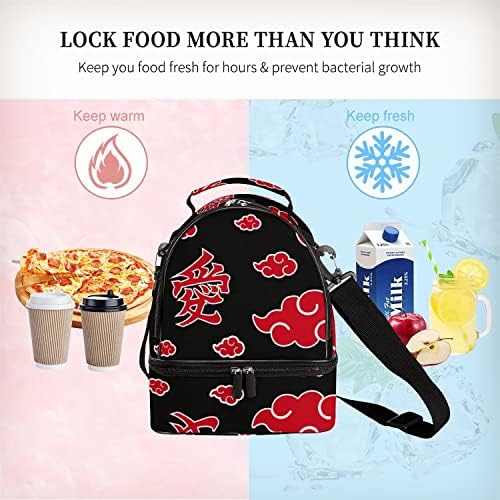 Wei-Secret Изолирано Чанта за Обяд Red Love Cloud Аниме за многократна употреба Двуетажна Контейнер За Храна Запечатани Скоростна