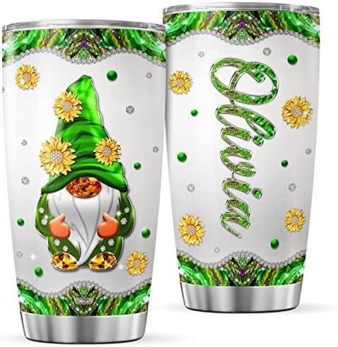 CUBICER Персонализирана Чаша Кафе Gnome С Индивидуален Име, една Чаена Чаша С Капак, Коледни Чаши С Двойни Стени От Неръждаема Стомана, Изолирани Чаши За Жени, Мъже, Момич?