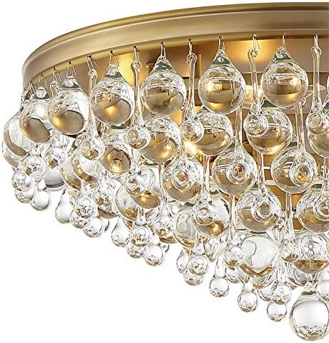 Потолочное определяне на Calypso 6 Crystal Light Сълза Живи Gold - на Тавана лампа за дневна, коридор, фоайе, трапезария - Страхотна