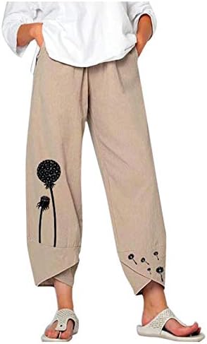 MIASHUI Дамски Ежедневни Панталони с Джобове Свободно Намаляване на Дамски Ластични Ежедневни Панталони на Участъка Размер