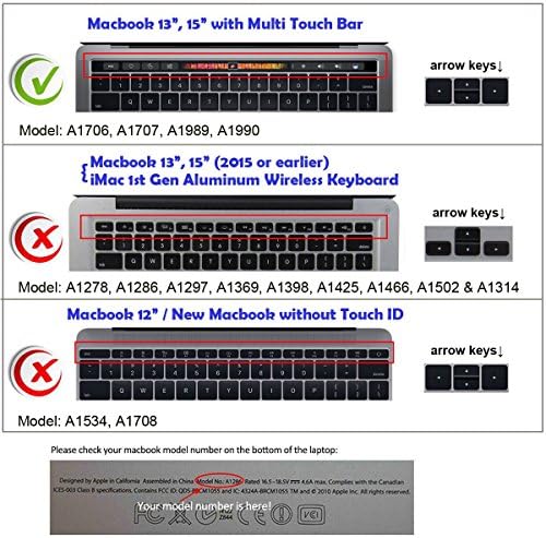 XSKN Adobe After Effects Английски Етикет Силиконов Калъф за клавиатура, Съвместима със сензорен панел MacBook Pro 13 (A1706, A1989) и MacBook Pro 15 (A1707, A1990), клавиатура US EU