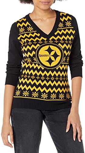 Грозен Празничен Пуловер с V-образно деколте с логото на женски отбор от NFL FOCO
