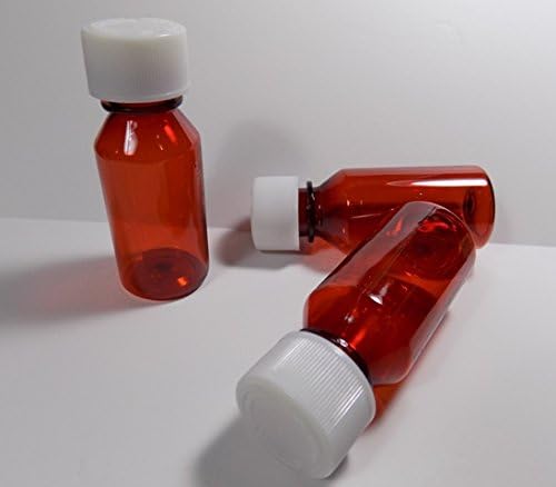 Лот от 50 на Пластмасови бутилки за лекарства Amber Travel RX с установяването на границите, с овална форма, с тегло 1 унция,