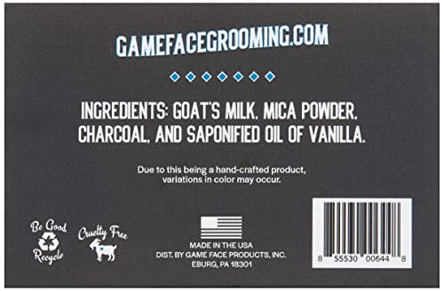 Естественият сапун Game Face за мъже - Произведени от органичен сапун от козе мляко, дървени въглища, слюда на прах и ванилия - Естествен Овлажняващ и освежаващ сапун - Р?