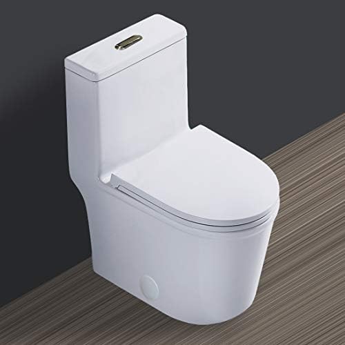 Компактен едно Парче тоалетна чиния WinZo Дълбочина 22,8 инча на Съвременния Кратък дизайн с Двойно смывом за Малко Мини-баня и 12 инча,