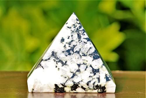 Полиран Естествен Бял Дъгата Лунен Камък Crystal Исцеляющий Метафизически Камък Издълбани Египетски Пирамида (75 мм/480 г) Медитация Свещен