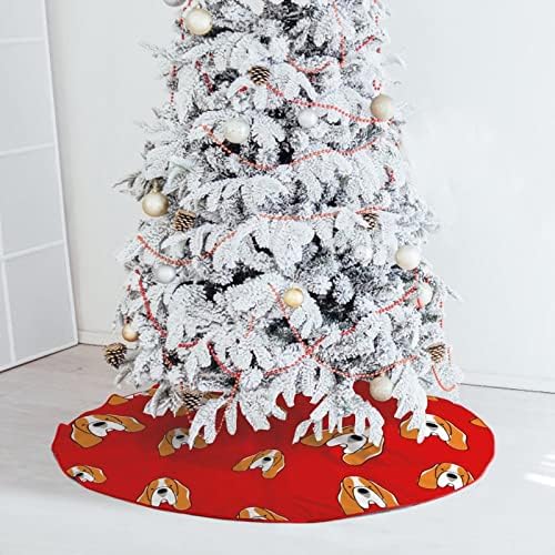 Басет Куче Коледно Дърво Пола Мек Плюш Червен Калъф за Коледно Парти Празнична Украса На Закрито и На Открито