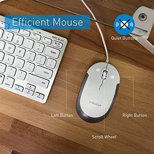 Комбинирана жични клавиатура и мишка Macally USB за Mac и PC - Спестете място, благодарение на компактна малка клавиатура и мишка Mac за MacBook Pro / Air, iMac, Mac Mini / Pro - Съвместима кла