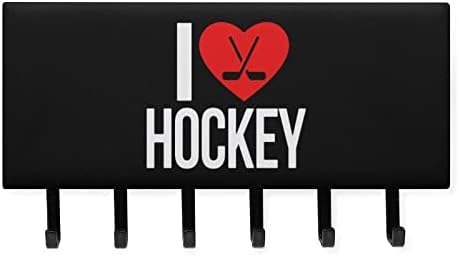I Love Hockey Стенни Куки За ключове От Изкуствена кожа, Декоративен Държач За ключове За антре, Закачалка За Ключове Без пирони