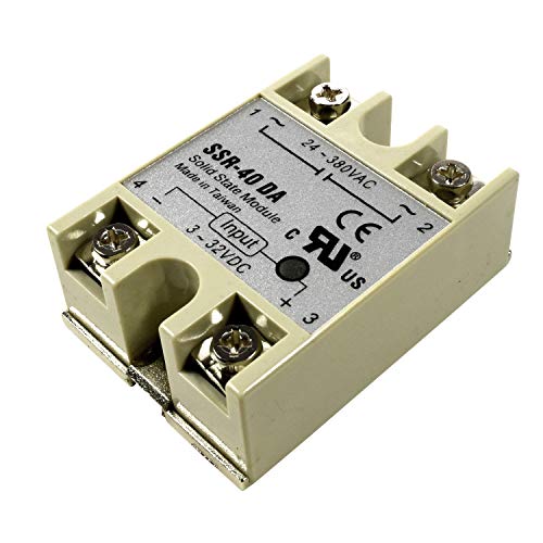 Solid state Relay модул HQRP 2-Pack SSR-40DA с вход за постоянен ток 3-32 В изход 24-380 В променлив ток, за регулатора на температурата на PID-термостат, посочени в UL
