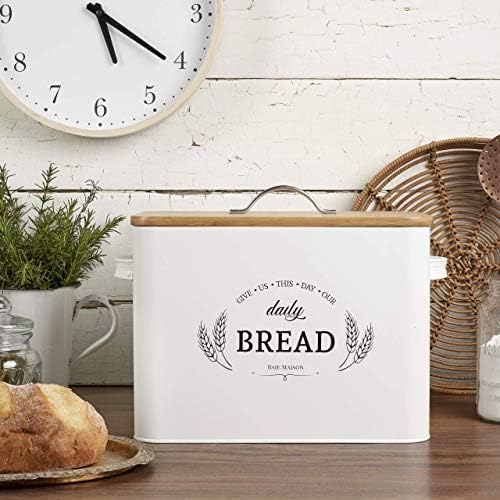 Baie Maison Много Голяма бяла Farm Хлебница за кухненски плот - Държач за днес е Подходящ за 2 + Буханок - Контейнер за съхранение на хляб - Кошница за съхранение на хляб в сел