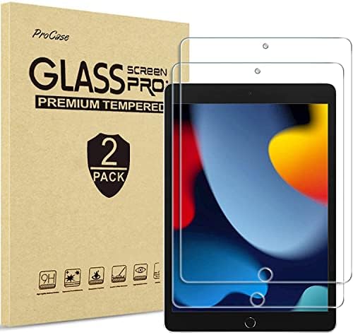 ProCase [2 Опаковки със Защитно фолио за екрана на iPad 10.2 2021 2019 2020 в комплект с калъф за iPad 10.2 2021 2019 2020 с притежател