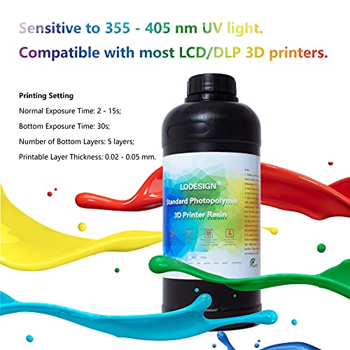 Стандартна Фотополимерная Смола за 3D-принтер LODESIGN, 405 nm UV-Отверждаемая Смола, с Нисък Мирис, с Ниско Свиване, висока